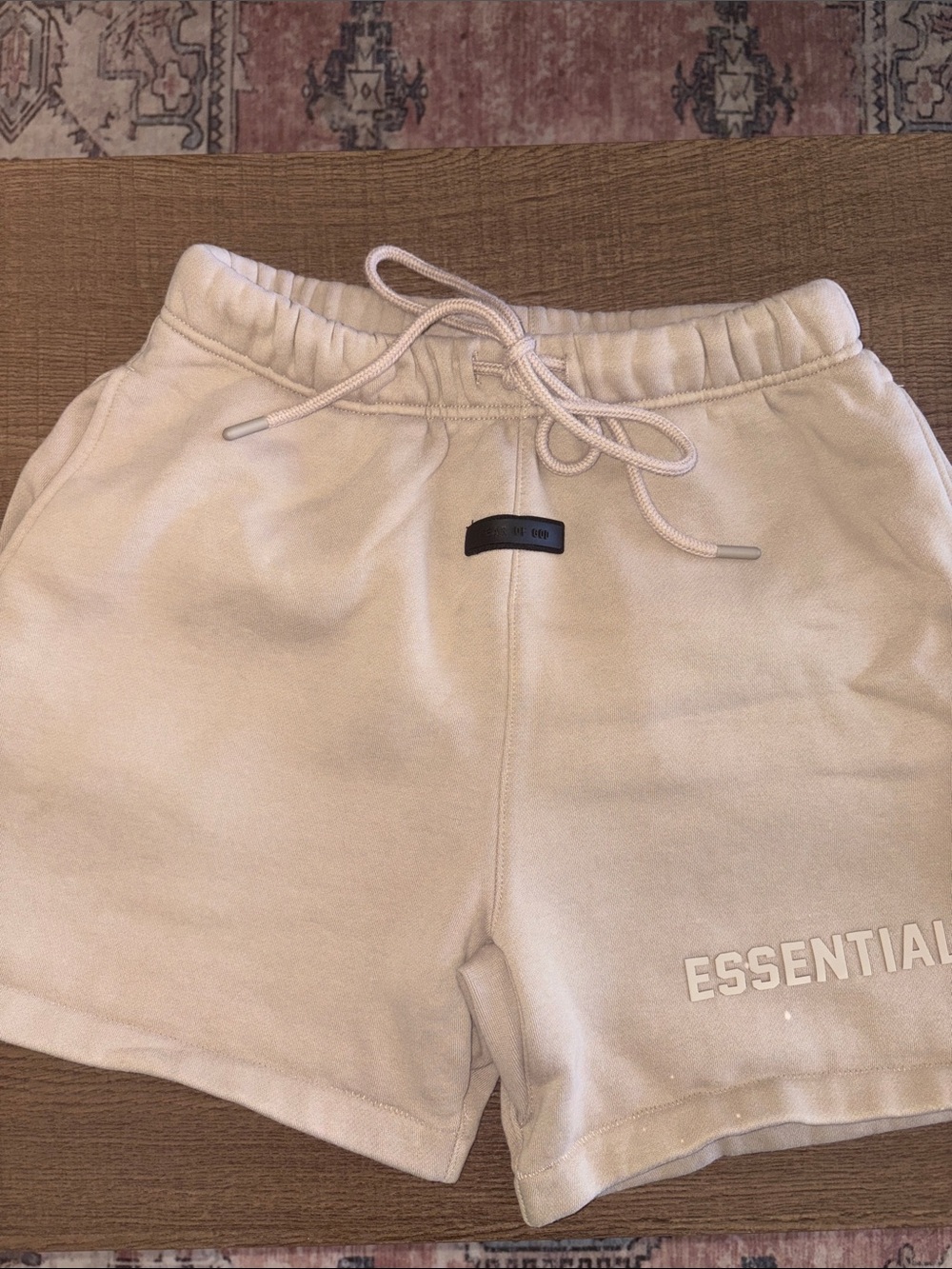 Essentials Cream Sweat Shorts with Drawstring